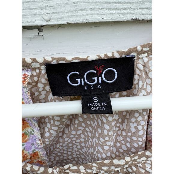 GIGIO Top Size L Colorful Mixed Floral Sheer Ruffle Boho Peasant Tassel Blouse - Picture 4 of 6